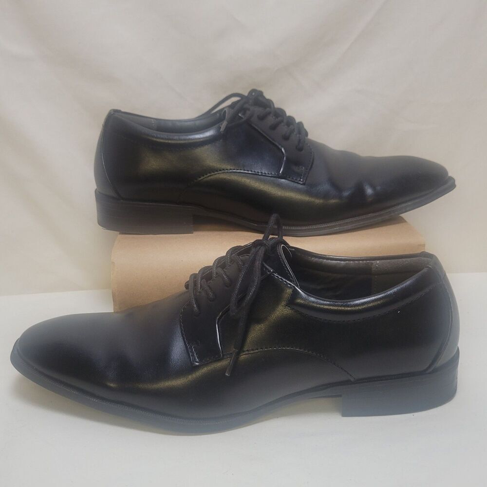 Alfani 8‎ Dress Shoes Andrew Black Faux-Leather Plain Toe Lace Up Men - Picture 2 of 12